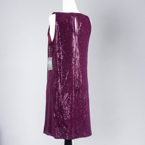 NWT Arresting Plum Sequin Keyhole-Back Sleeveless Dress - M - Picture 8 of 9